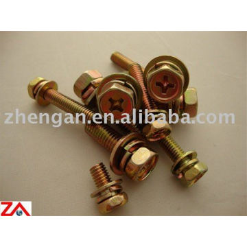Hexagon head brass bolts with washers